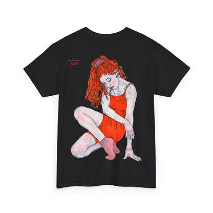 Unisex Heavy Cotton Tee - Motiv:  Front Julia, H25 cm & Rückseite Julia, H 49 cm