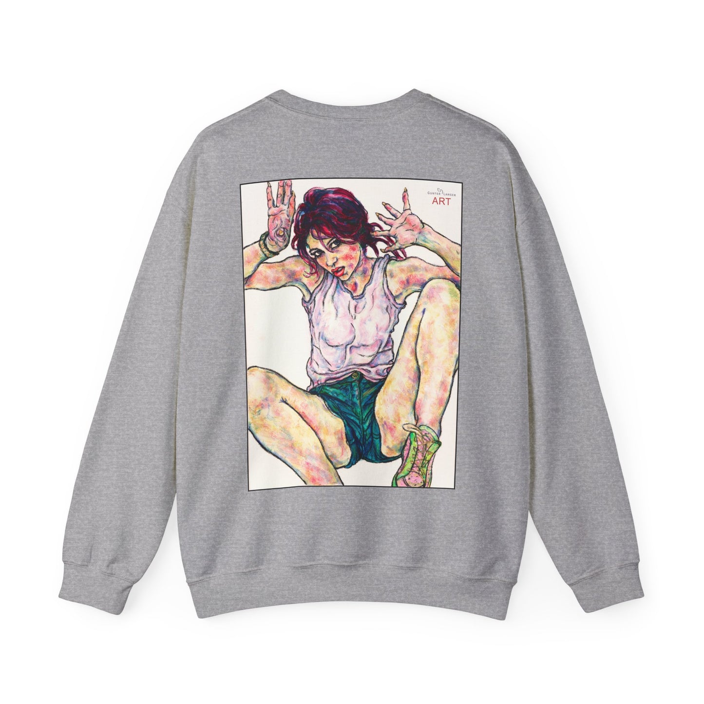 Unisex Heavy Blend™ Crewneck Sweatshirt - Motiv: Front Siegesgöttin, H12 cm (klein) & Rückseite Siegesgöttin, H43 cm