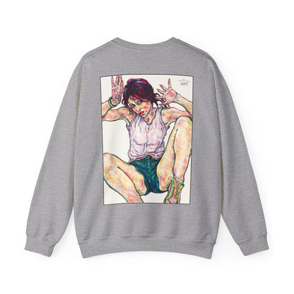 Unisex Heavy Blend™ Crewneck Sweatshirt - Motiv: Front Siegesgöttin, H12 cm (klein) & Rückseite Siegesgöttin, H43 cm