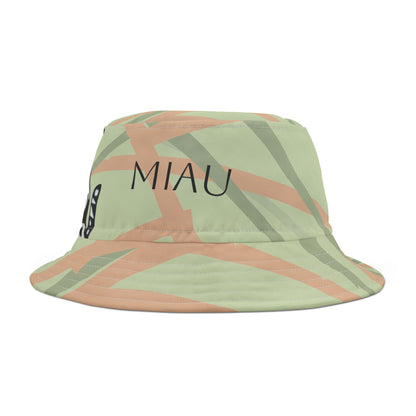 Bucket Hat (AOP) - Motiv: Miau, Mikado hellgrün