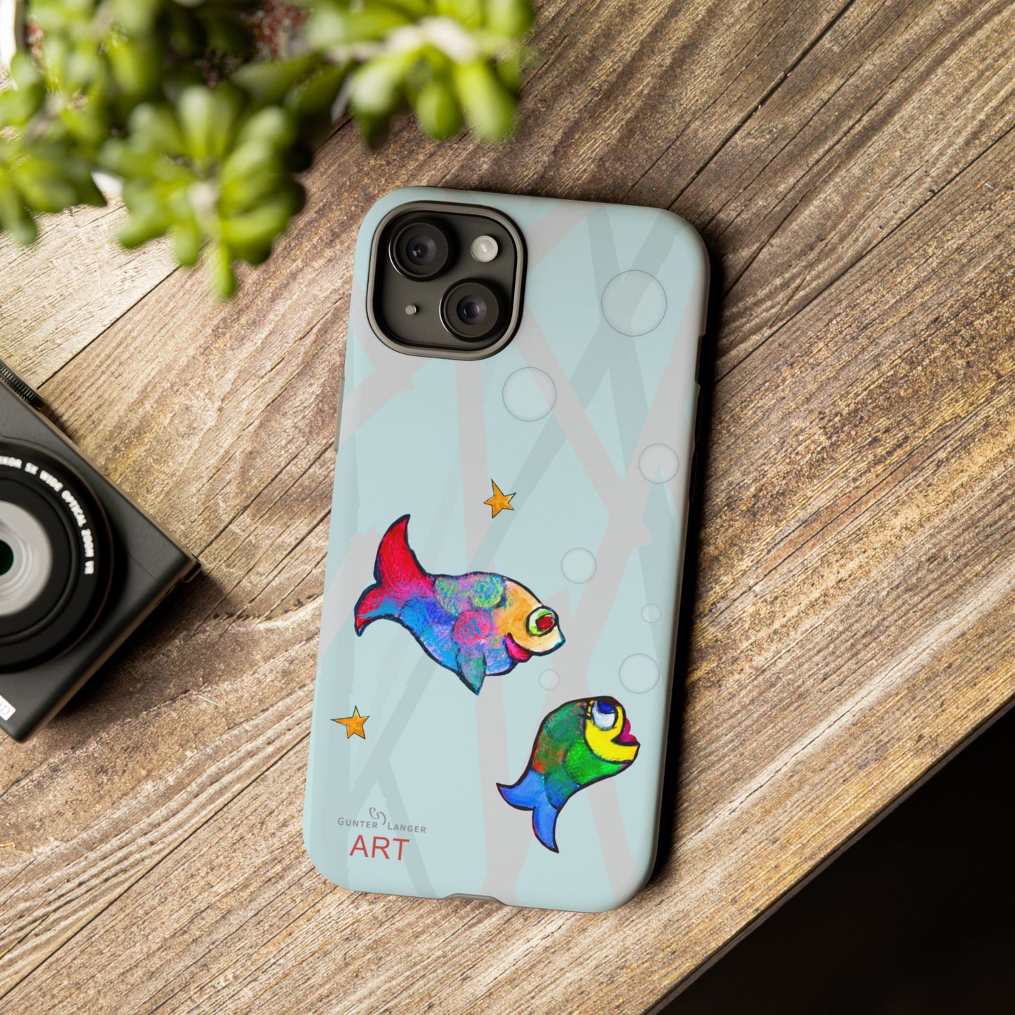 Tough Cases - iPhone - Motiv: "Fische", Mikado blau