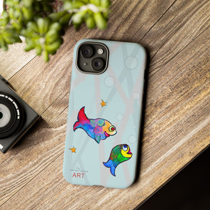 Tough Cases - iPhone - Motiv: "Fische", Mikado blau