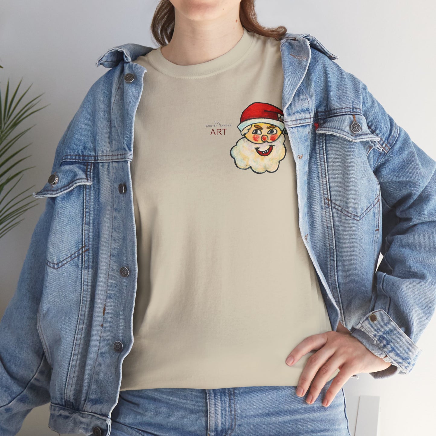Unisex Heavy Cotton Tee - Motiv: Weihnachtsmann, H 13 cm
