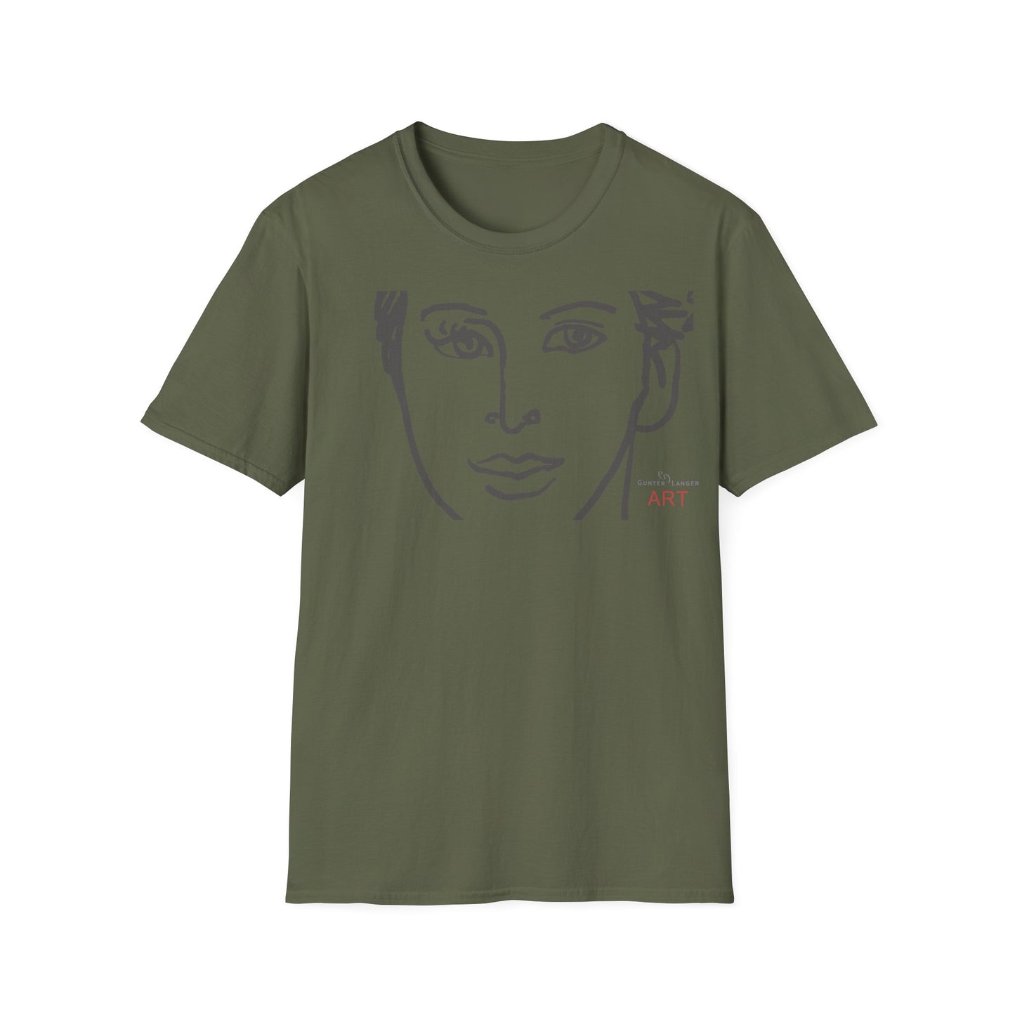 Unisex Softstyle T-Shirt - Motiv: Front Lars, H22,7 cm (Ausschnitt) & Rückseite Lars, H 49 cm (grau)