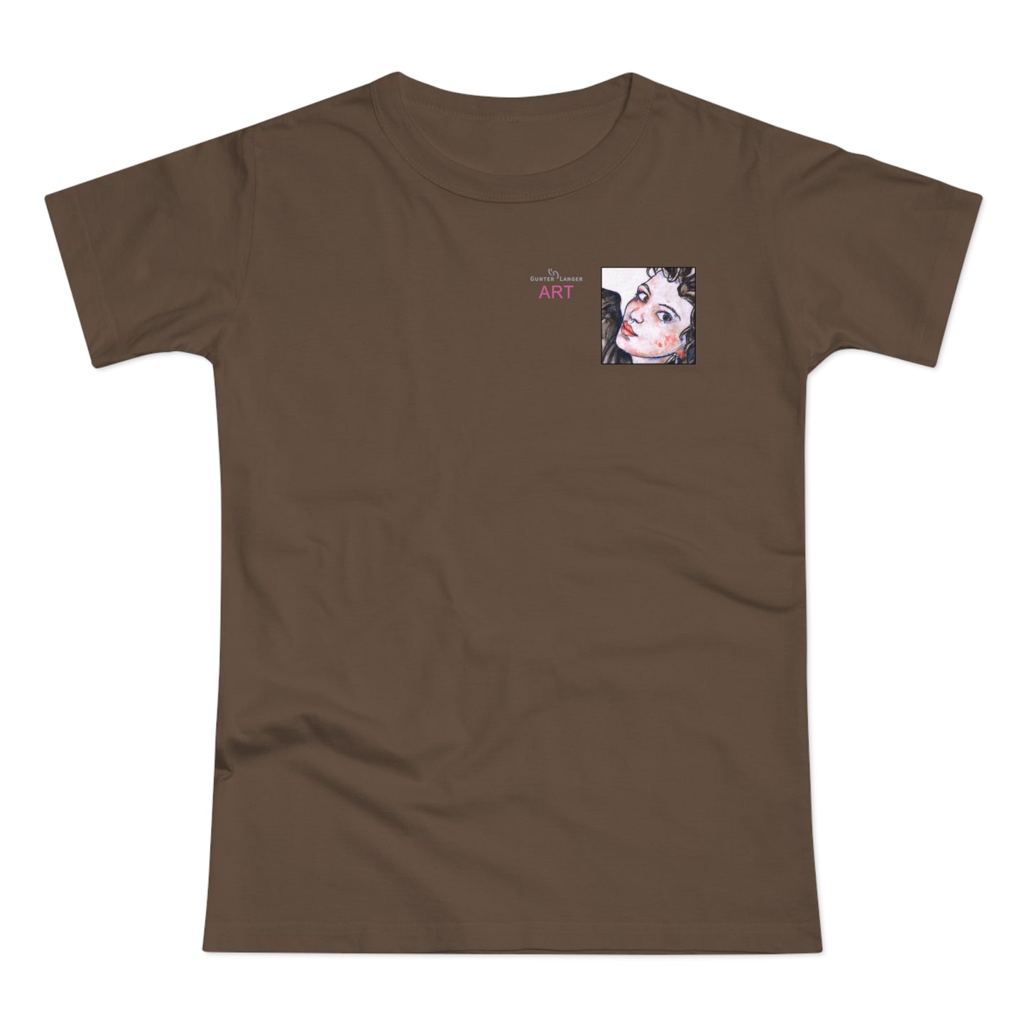 Single Jersey Women's T-shirt- dunkel - Motiv: Annette, Ausschnitt, H 7,5 cm