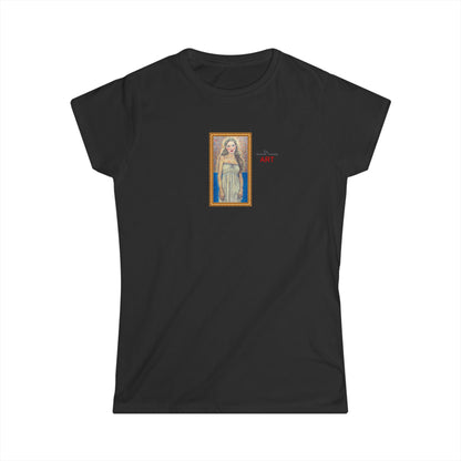 Women's Softstyle Tee - Motiv: Front, Marie, Goldrahmen, H 14 cm
