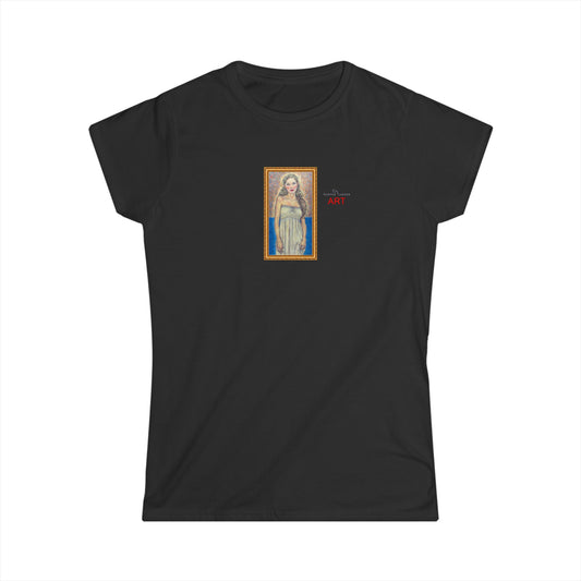 Women's Softstyle Tee - Motiv: Front, Marie, Goldrahmen, H 14 cm
