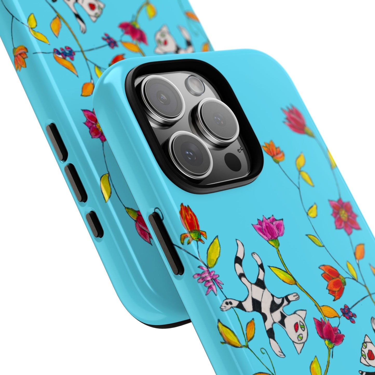 Tough Cases - iPhone - Motiv: Karierte Katzen, blau
