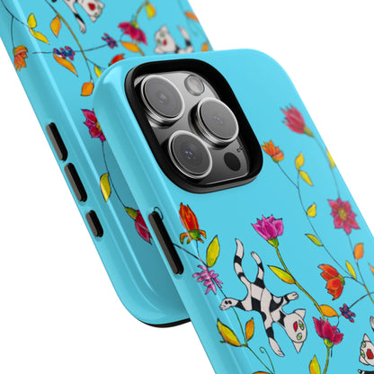 Tough Cases - iPhone - Motiv: Karierte Katzen, blau