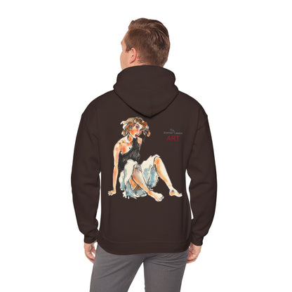 Unisex Heavy Blend™ Hooded Sweatshirt - Motiv Frontseite "Rosa", H 28 cm & Rückseite "Rosa", H 34 cm