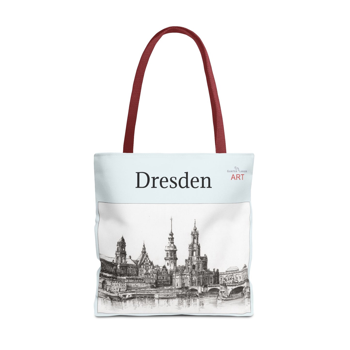 Tote Bag (AOP) - Motiv: Dresden -  Terrassenufer, Hofkirche, Schloß, Bleistift