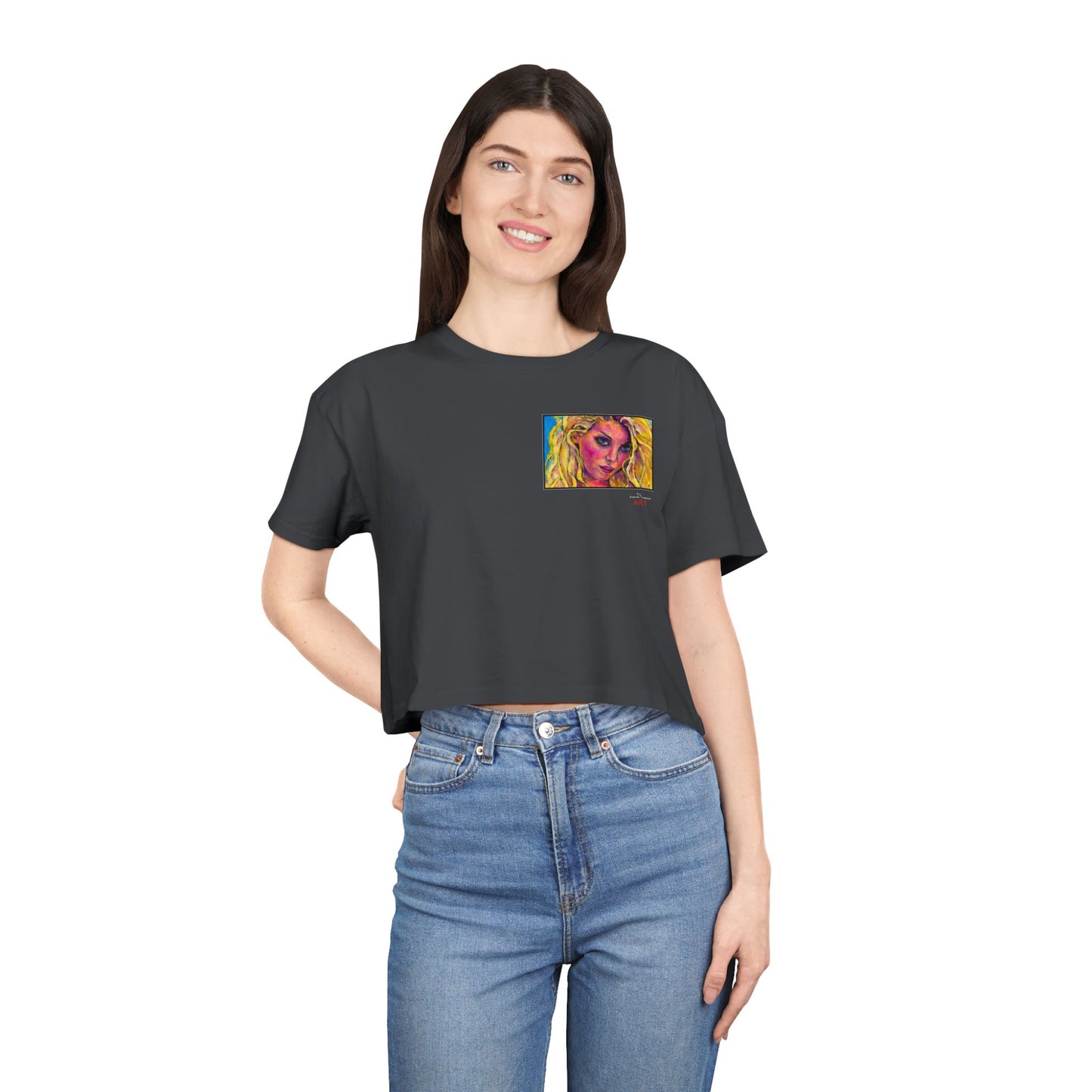 Women's Crop Tee - Motiv: Front "Maria" H 8,6 cm & Rückseite "Maria" (Ausschnitt) H 24,8 cm