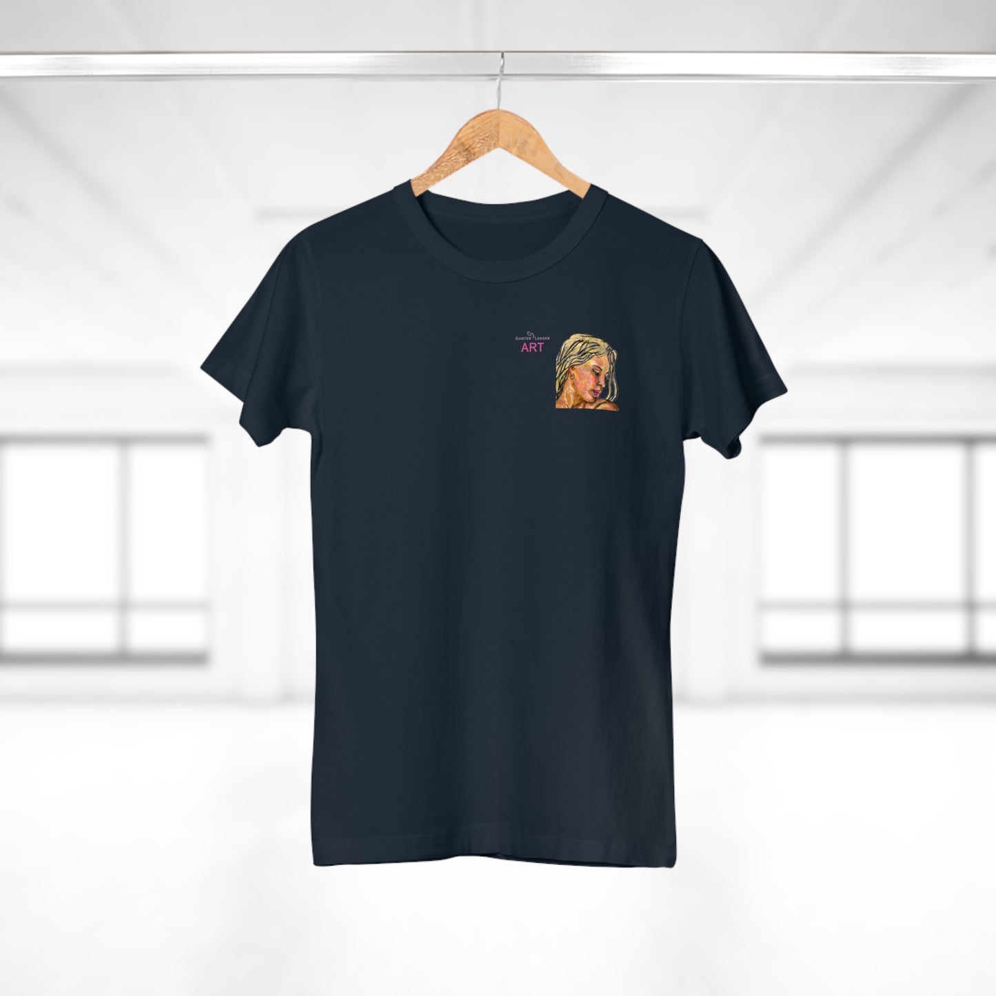 Single Jersey Women's T-shirt- dunkel - Motiv: Erna, Ausschnitt, H 8 cm