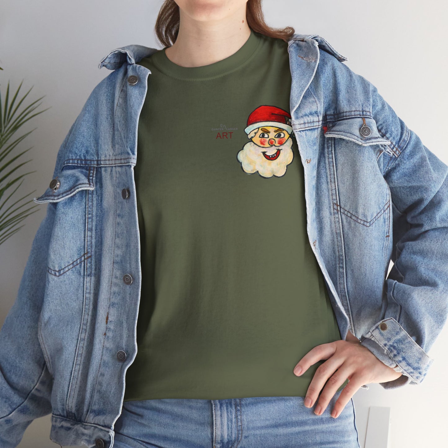 Unisex Heavy Cotton Tee - Motiv: Weihnachtsmann, H 13 cm