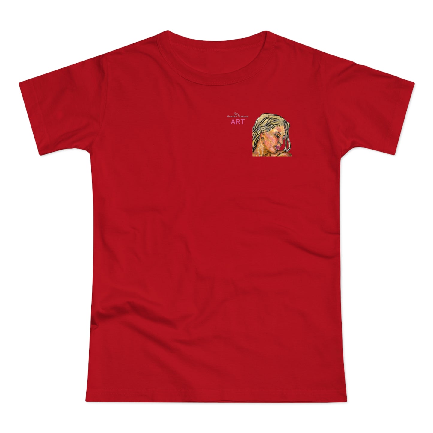 Single Jersey Women's T-shirt- dunkel - Motiv: Erna, Ausschnitt, H 8 cm
