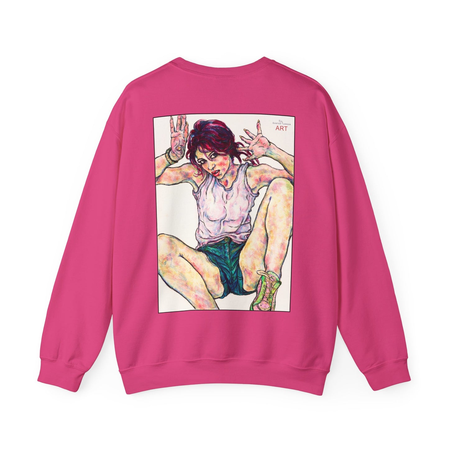 Unisex Heavy Blend™ Crewneck Sweatshirt - Motiv: Front Siegesgöttin, H12 cm (klein) & Rückseite Siegesgöttin, H43 cm