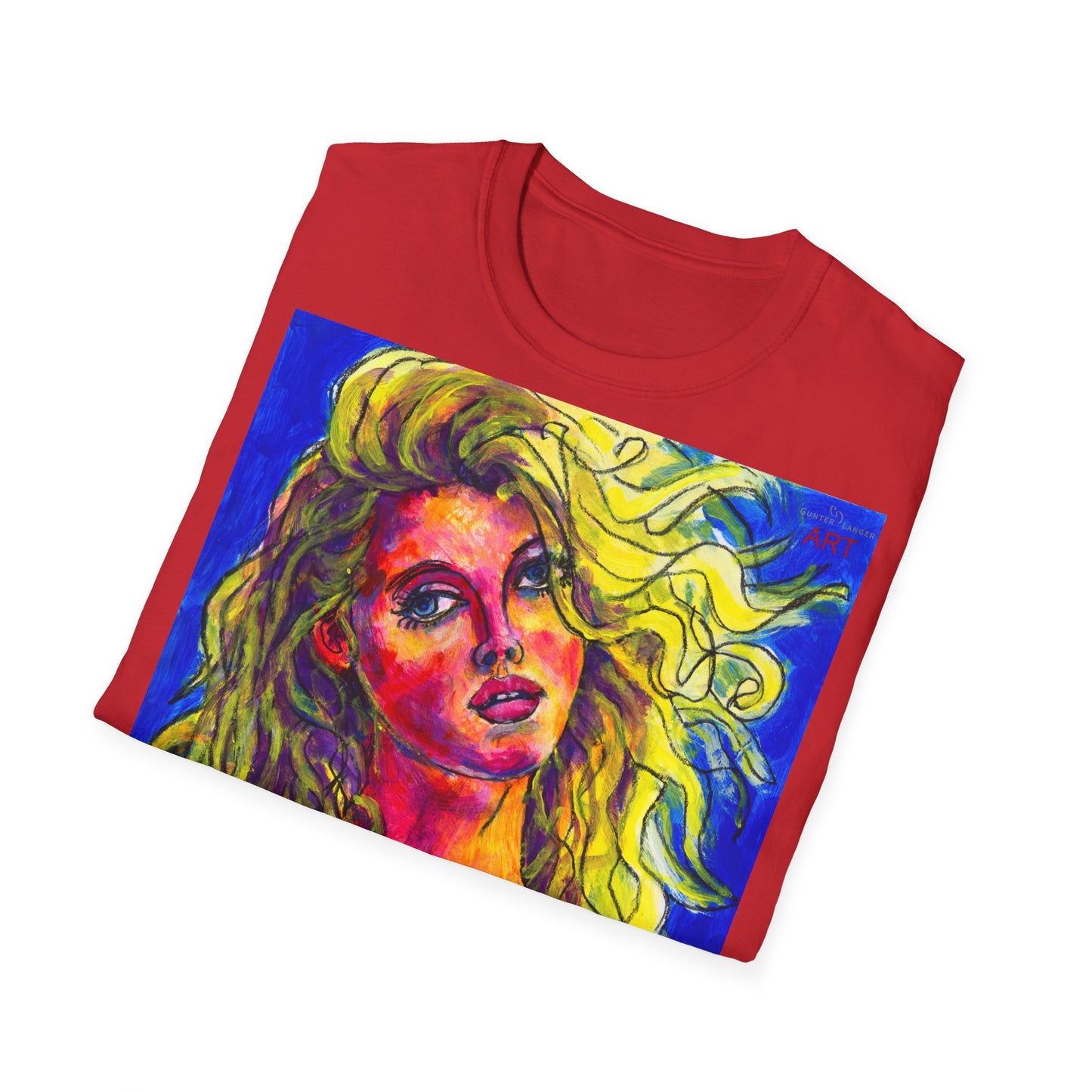 Unisex Softstyle T-Shirt - Motiv: Front Mascha, H 49cm sw, Neck Label