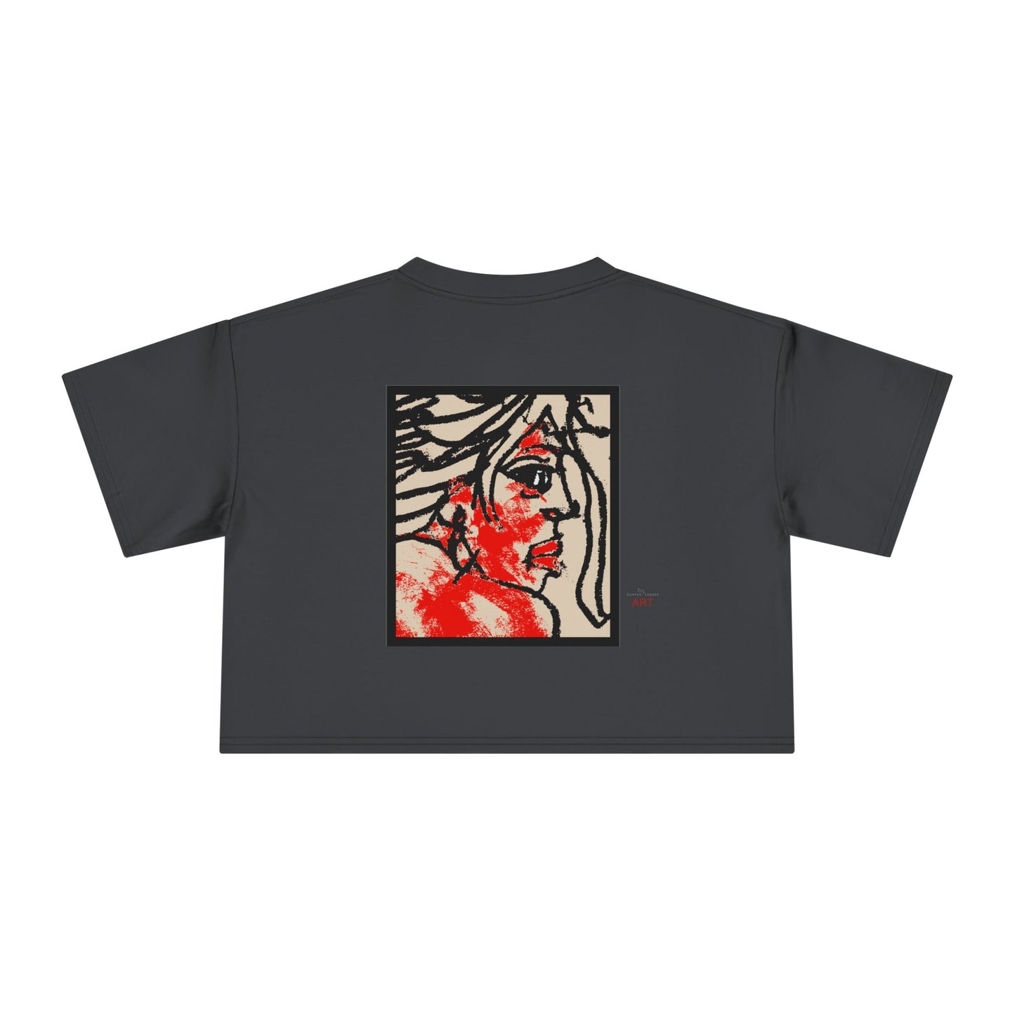 Women's Crop Tee  - Motiv: Front Ria (Ausschnitt H 13,5 cm), & Rückseite Ria, H 24,8 cm