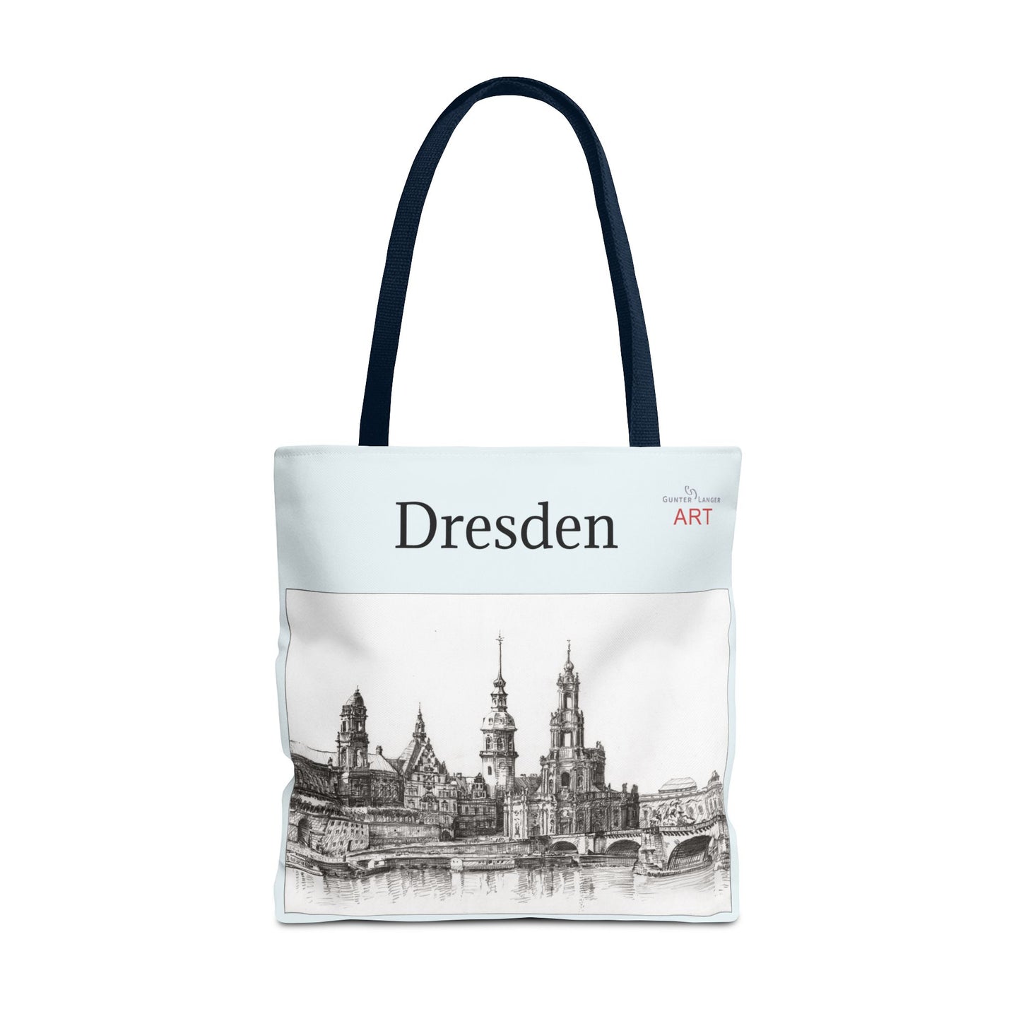 Tote Bag (AOP) - Motiv: Dresden -  Terrassenufer, Hofkirche, Schloß, Bleistift