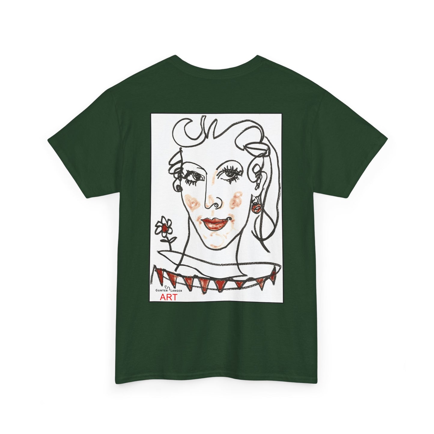 Unisex Heavy Cotton Tee - Motiv: Front Logo & Rückseite Lina, Neck Label