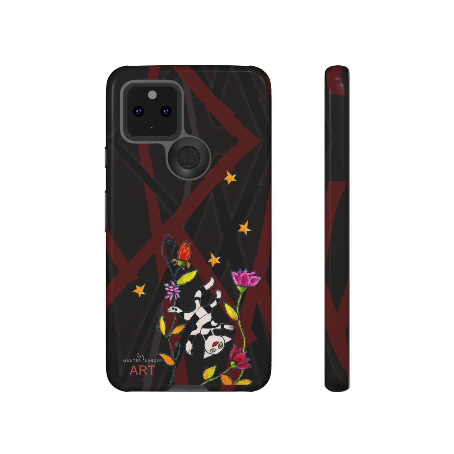 Tough Cases - Google Pixel - Samsung Galaxy - Motiv: Katze schwebt und Ranken, H 7,73 cm, Mikado3