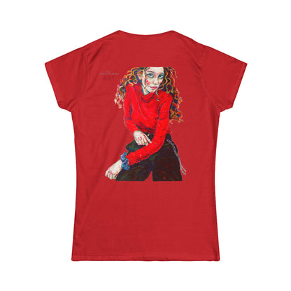 Women's Softstyle Tee - Motiv: Front Franciska H 20 cm & Rückseite Franciska H34,5 cm