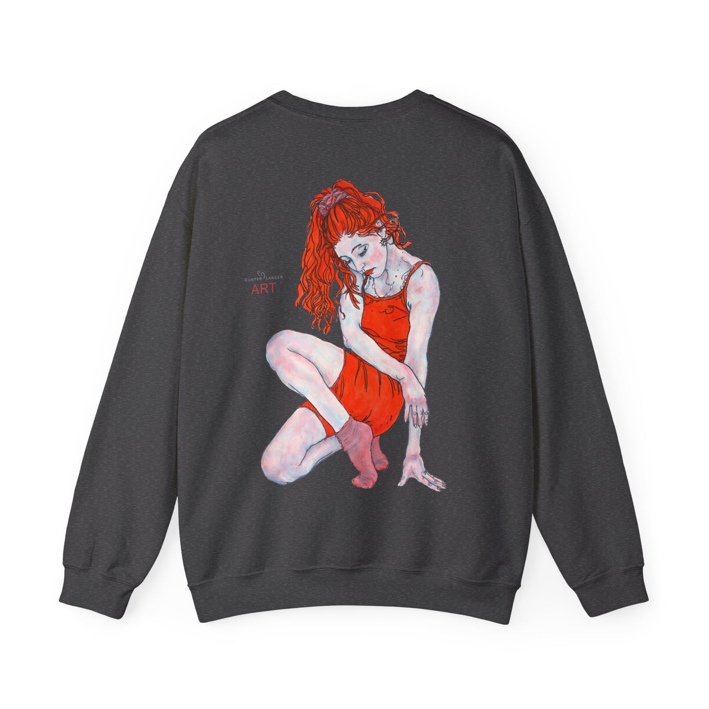 Unisex Heavy Blend™ Crewneck Sweatshirt - Motiv: Front Julia (Ausschnitt, 21,5 cm) & Rückseite Julia, H 43 cm