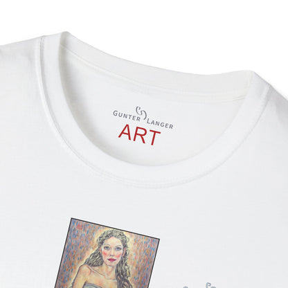 Unisex Softstyle T-Shirt - Motiv: Front Marie, H25 cm & Rückseite Marie, H 49 cm, Neck Label