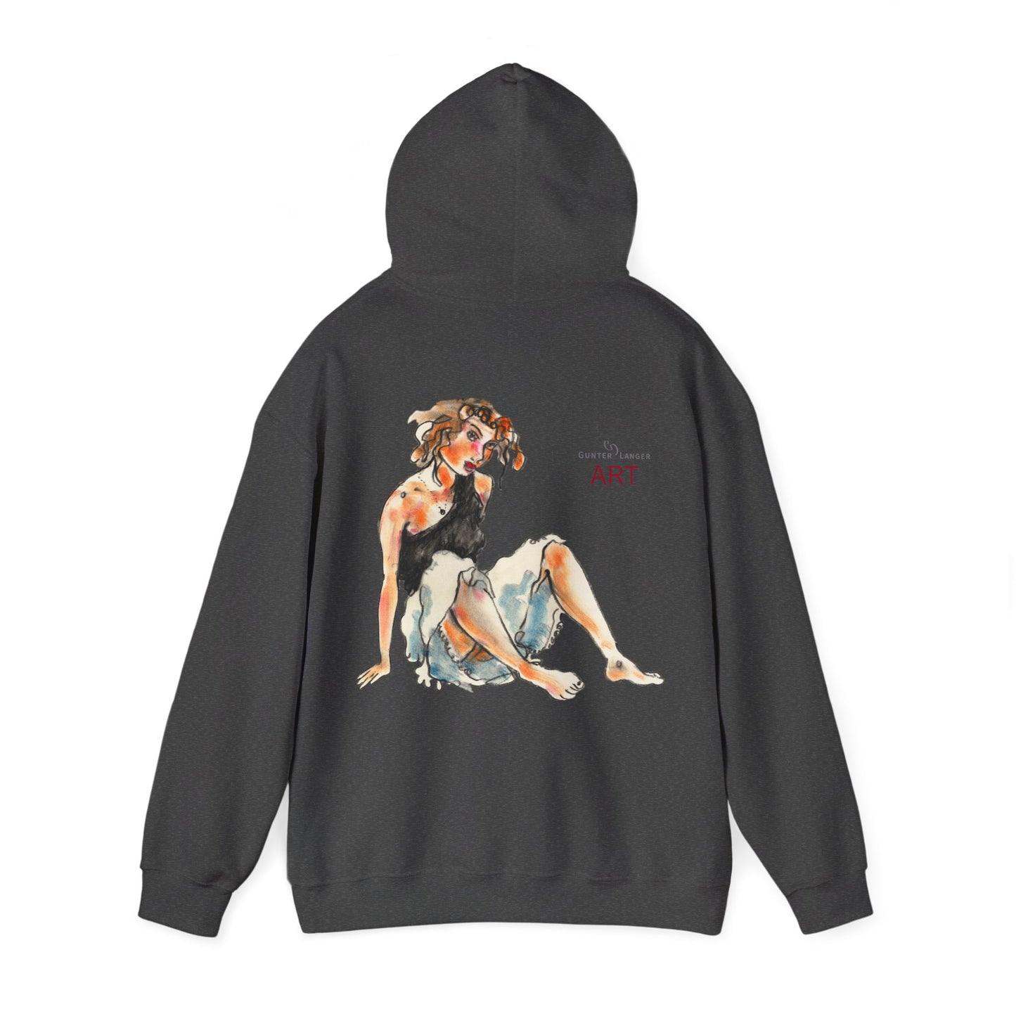 Unisex Heavy Blend™ Hooded Sweatshirt - Motiv Frontseite "Rosa", H 28 cm & Rückseite "Rosa", H 34 cm
