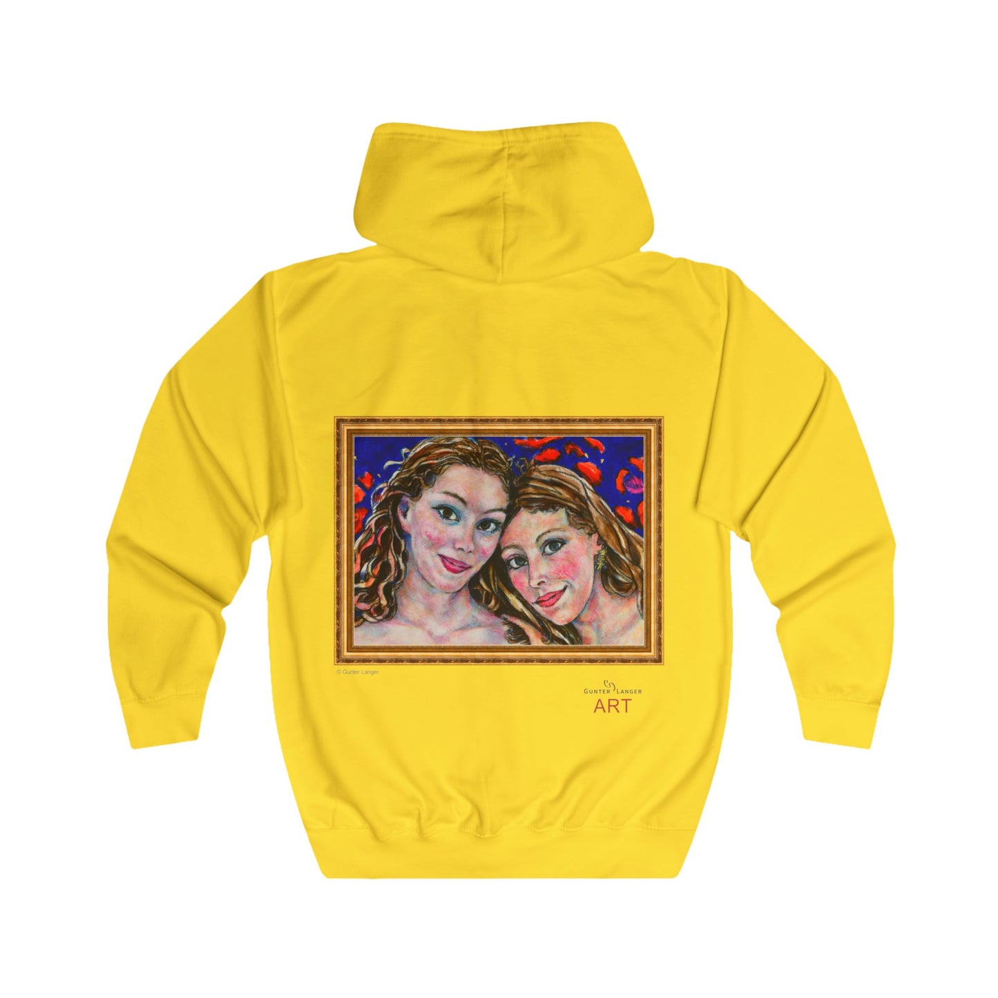 Unisex Full Zip Hoodie - Motiv: Front Augen & Rückseite Freundinnen, H 29,5 cm