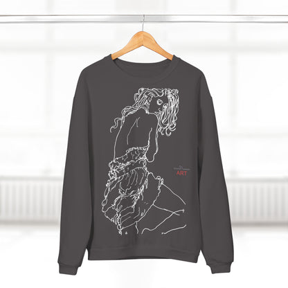 Unisex Crew Neck Sweatshirt (EU) - Motiv: Front Giselle, H 49 cm & Rückseite Giselle,  H 49 cm (weiß)