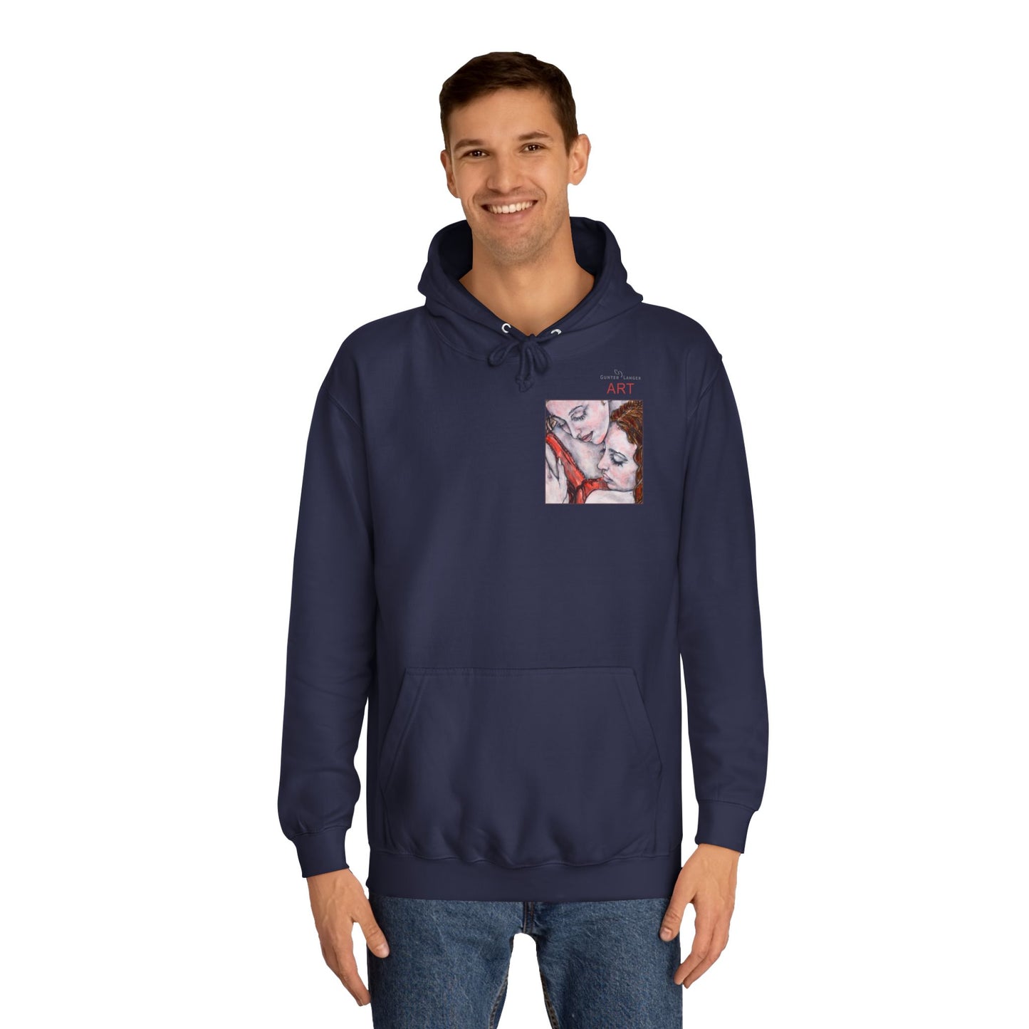Unisex College Hoodie - Motiv: Front Bei dir & Rückseite Bei dir (gerahmt)