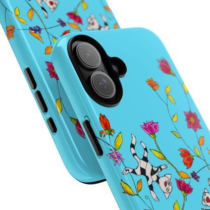 Tough Cases - iPhone - Motiv: Karierte Katzen, blau