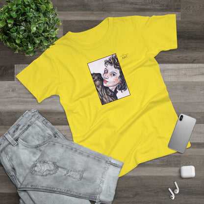 Single Jersey Women's T-shirt - hell - Motiv: Front Annette, H 20 cm & Rückseite Annette, H 35,56 cm