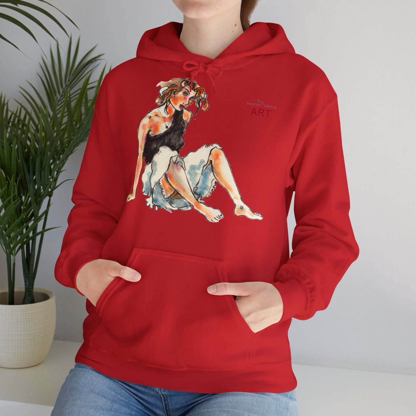 Unisex Heavy Blend™ Hooded Sweatshirt - Motiv Frontseite "Rosa", H 28 cm & Rückseite "Rosa", H 34 cm