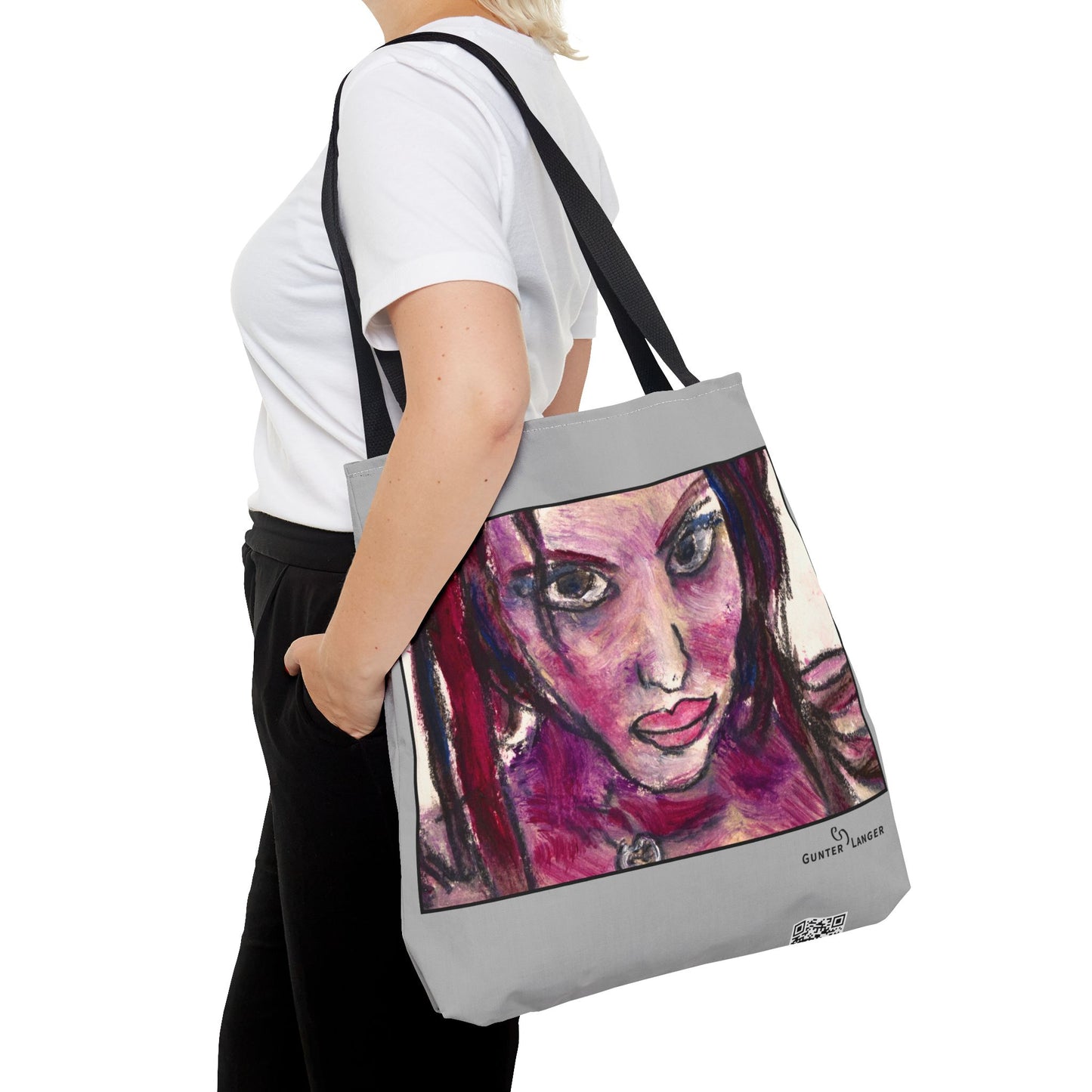 Tote Bag (AOP)- Motiv: Front Lola & Rückseite Lola, Grau