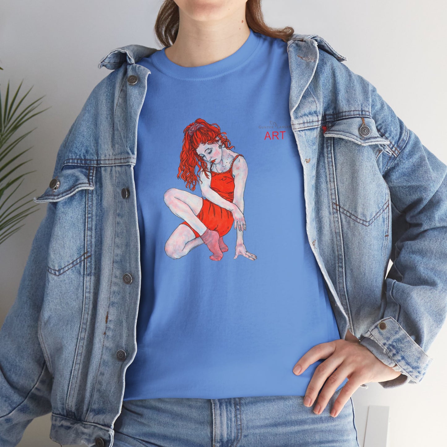 Unisex Heavy Cotton Tee - Motiv:  Front Julia, H25 cm & Rückseite Julia, H 49 cm