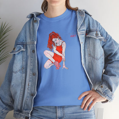 Unisex Heavy Cotton Tee - Motiv:  Front Julia, H25 cm & Rückseite Julia, H 49 cm