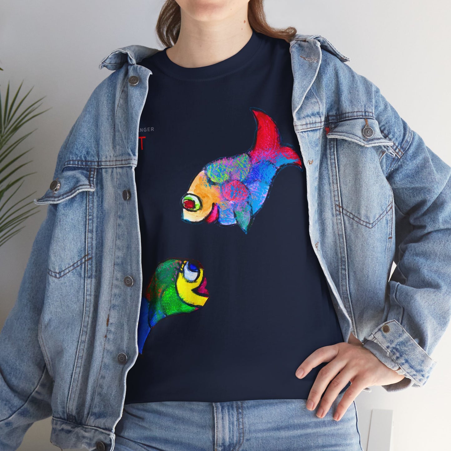Unisex Heavy Cotton Tee - Motiv: Front Zwei Fische zueinander