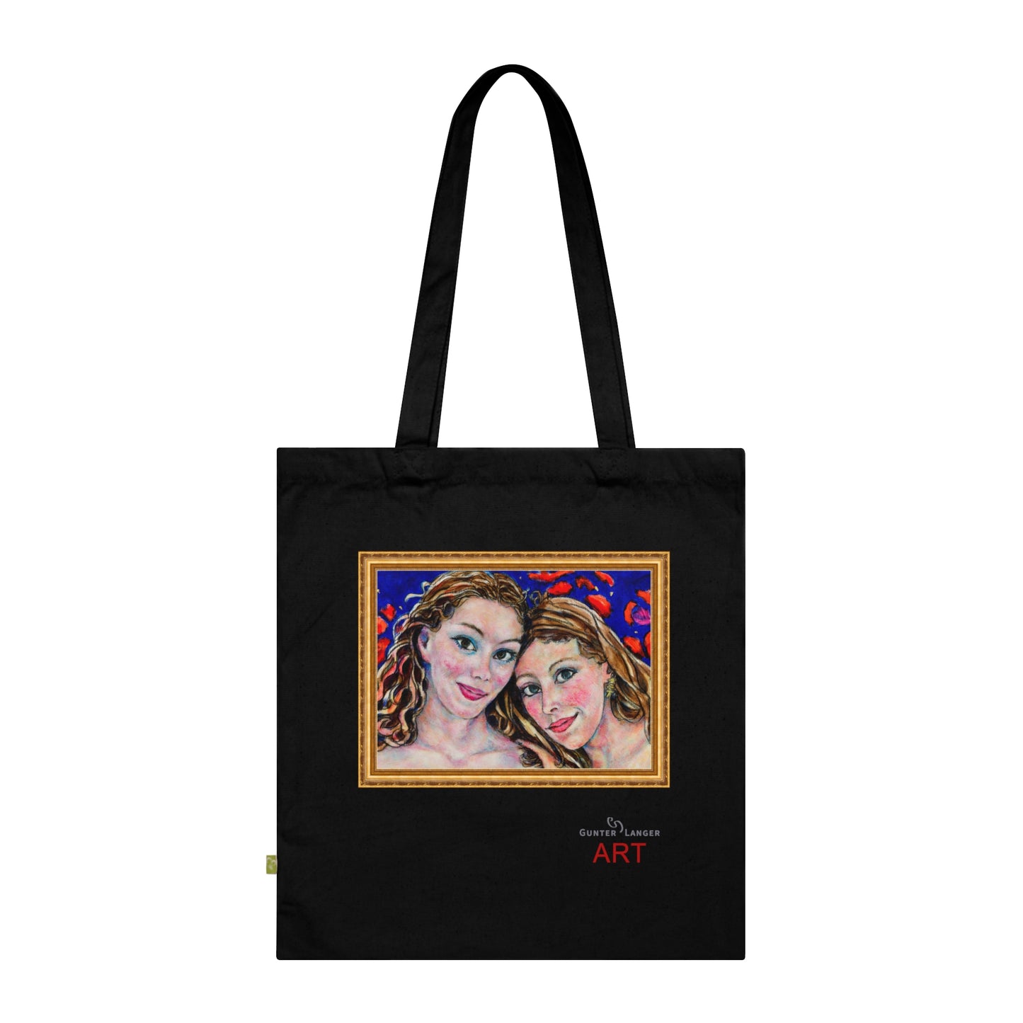 Organic Cotton Tote Bag - Motiv: Freundinnen (gerahmt), einseitig bedruckt, H30 cm