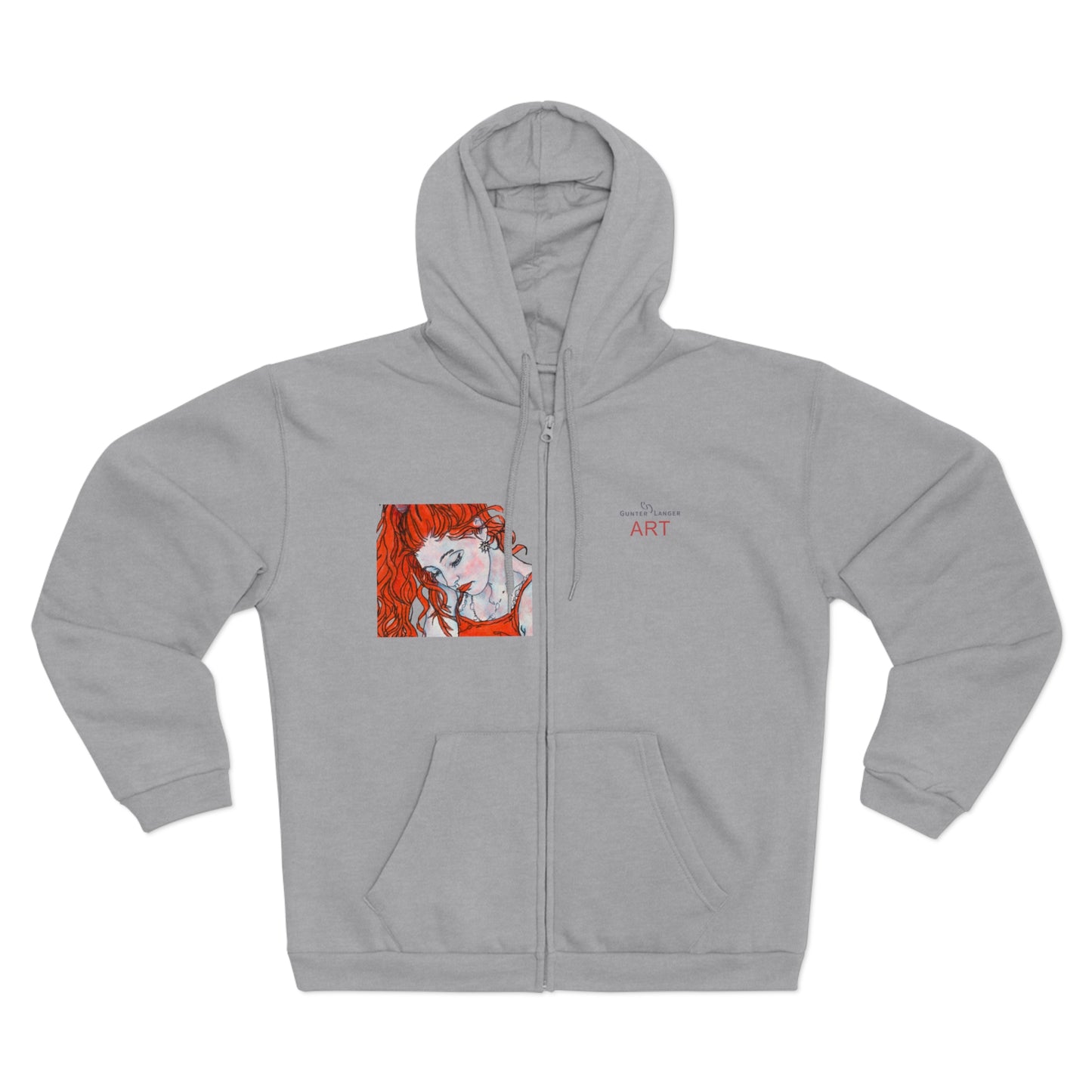 Unisex Hooded Zip Sweatshirt - Motiv: Front Julia (Ausschnitt) & Rückseite Julia