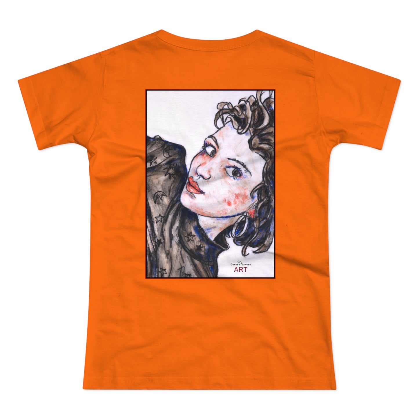 Single Jersey Women's T-shirt - hell - Motiv: Front Annette, H 20 cm & Rückseite Annette, H 35,56 cm