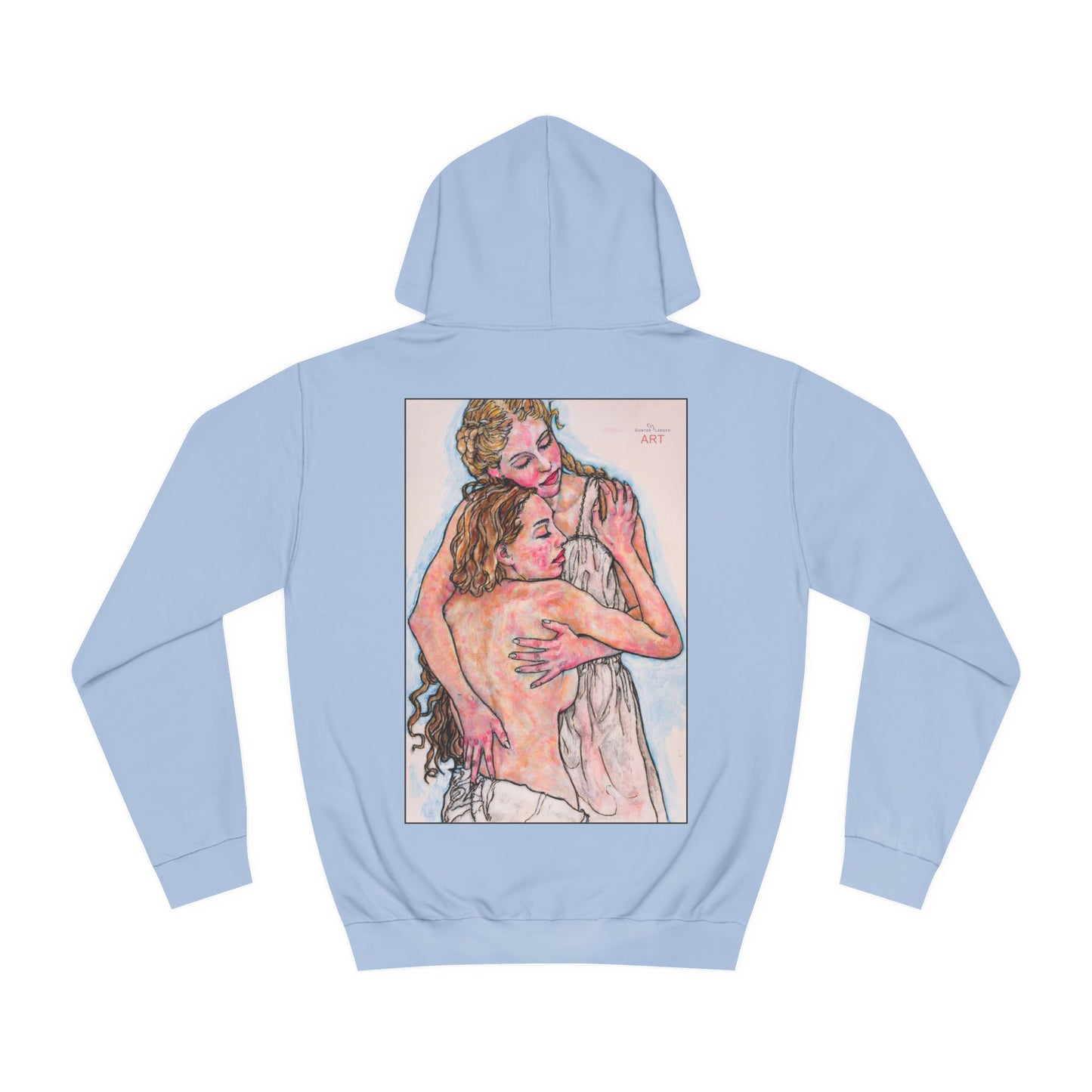 Unisex College Hoodie - Mutter und Tochter - Motiv: Frontseite Logo & Rückseite Geborgenheit