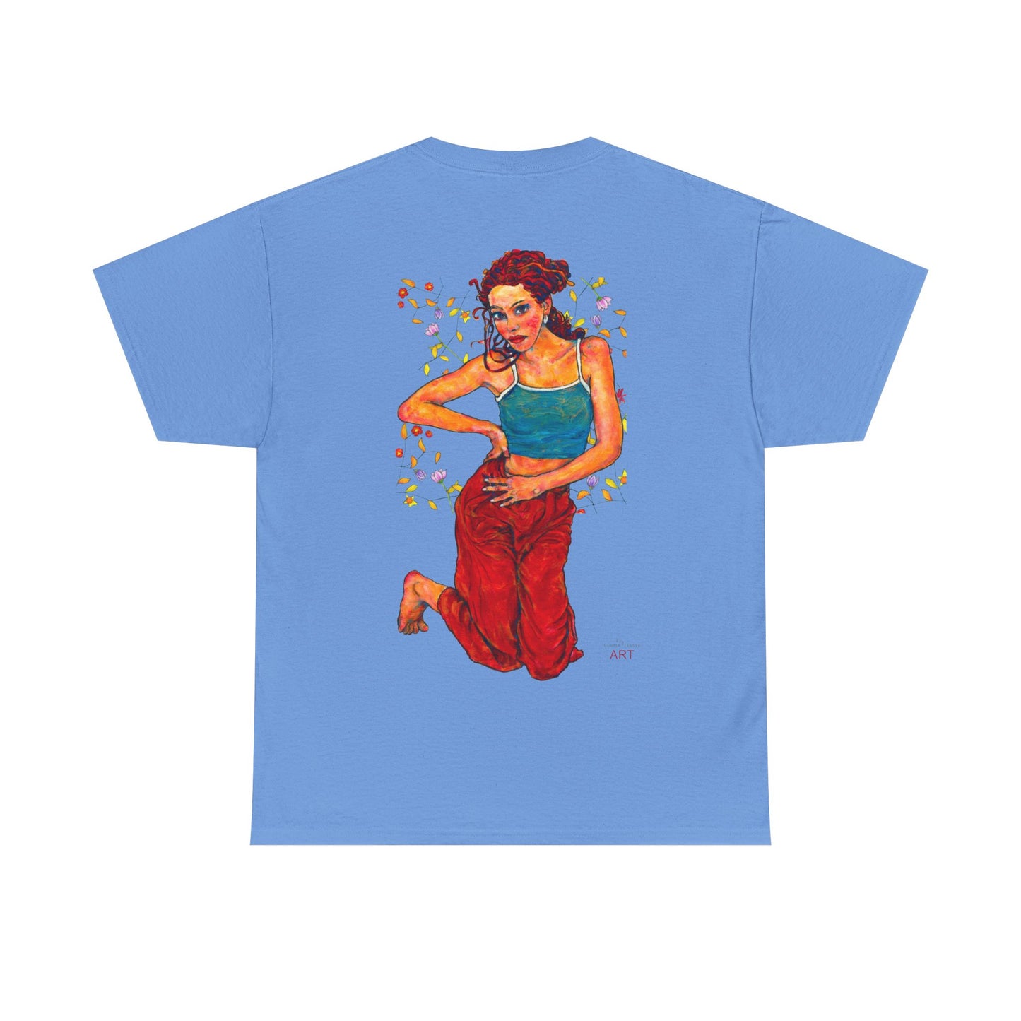 Unisex Heavy Cotton Tee - Motiv: Front, Lea, Ranken, H 13cm & Rückseite, Lea, Ranken, H 40,45 cm, Neck Label
