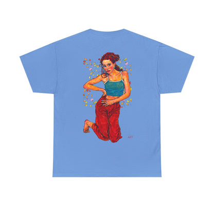 Unisex Heavy Cotton Tee - Motiv: Front, Lea, Ranken, H 13cm & Rückseite, Lea, Ranken, H 40,45 cm, Neck Label