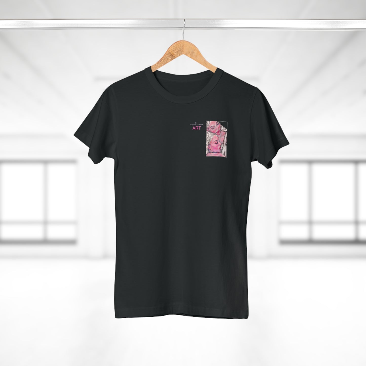 Single Jersey Women's T-shirt - dunkel - Motiv: Zuflucht, Ausschnitt, H 10 cm