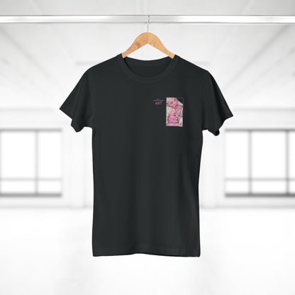 Single Jersey Women's T-shirt - dunkel - Motiv: Zuflucht, Ausschnitt, H 10 cm