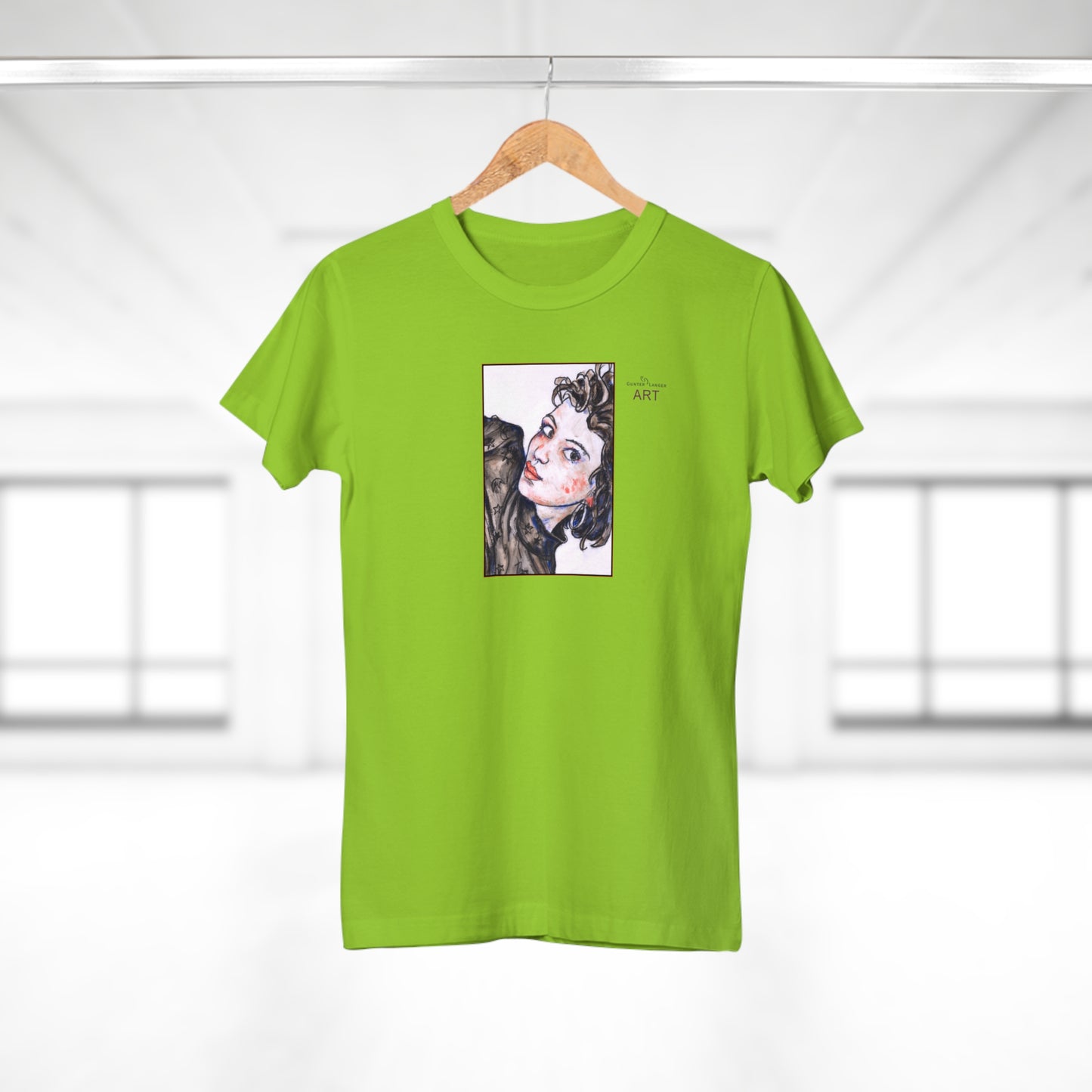 Single Jersey Women's T-shirt - hell - Motiv: Front Annette, H 20 cm & Rückseite Annette, H 35,56 cm