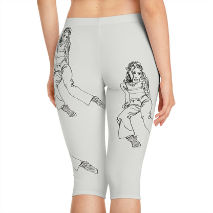 Women's Capri Leggings (AOP) - Motiv: Jonna, graugrün