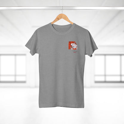 Single Jersey Women's T-shirt - hell - Motiv:  Front Julia, Ausschnitt 6,7 cm & Rückseite Julia, H 37 cm